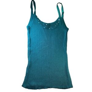 🛍️ 3/$25 BUNDLE SWEATERWORKS Knit Sequined Green Tank top XL